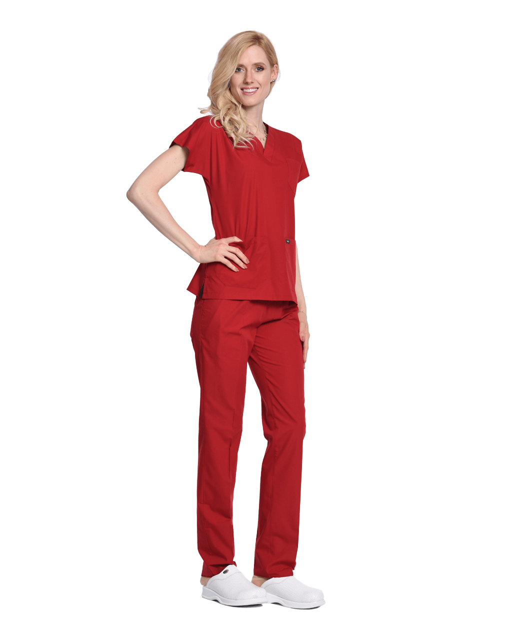 Kadın Terrycotton Kırmızı Doktor & Hemşire Forması Takımı