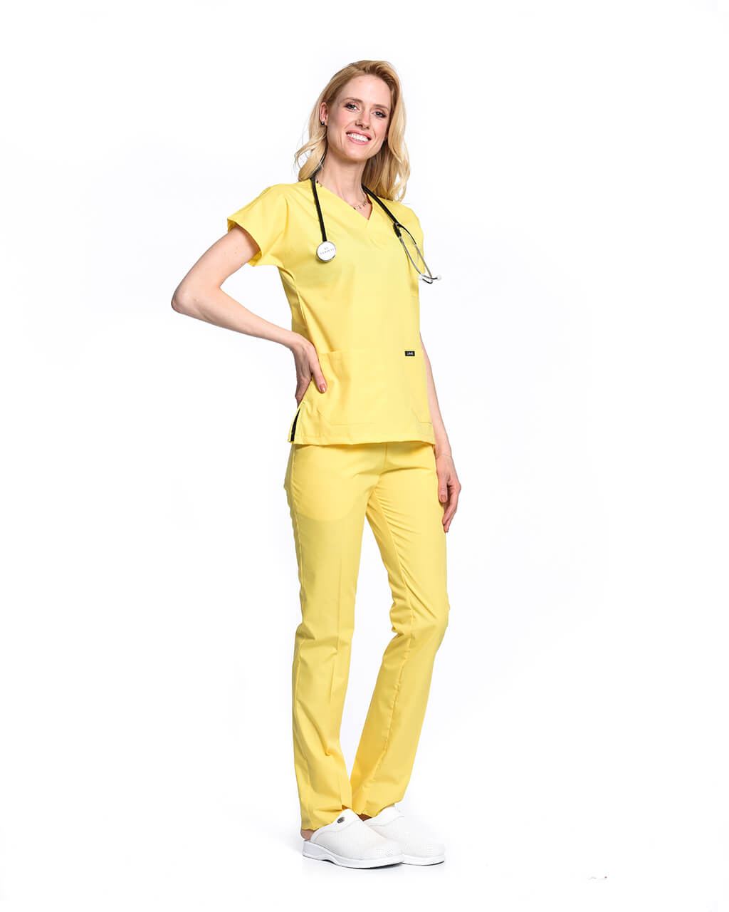 Kadın Terrycotton Sarı Doktor & Hemşire Forması Takımı