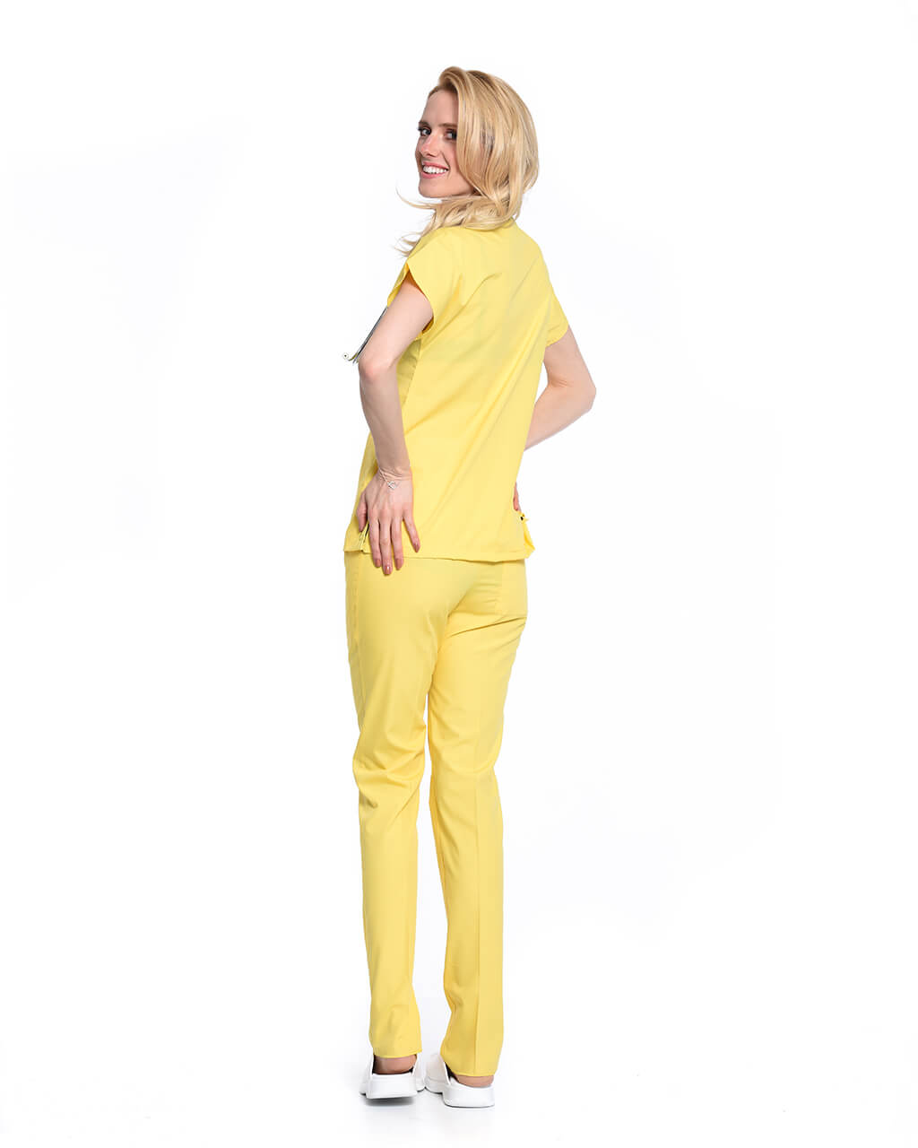 Kadın Terrycotton Sarı Doktor & Hemşire Forması Takımı