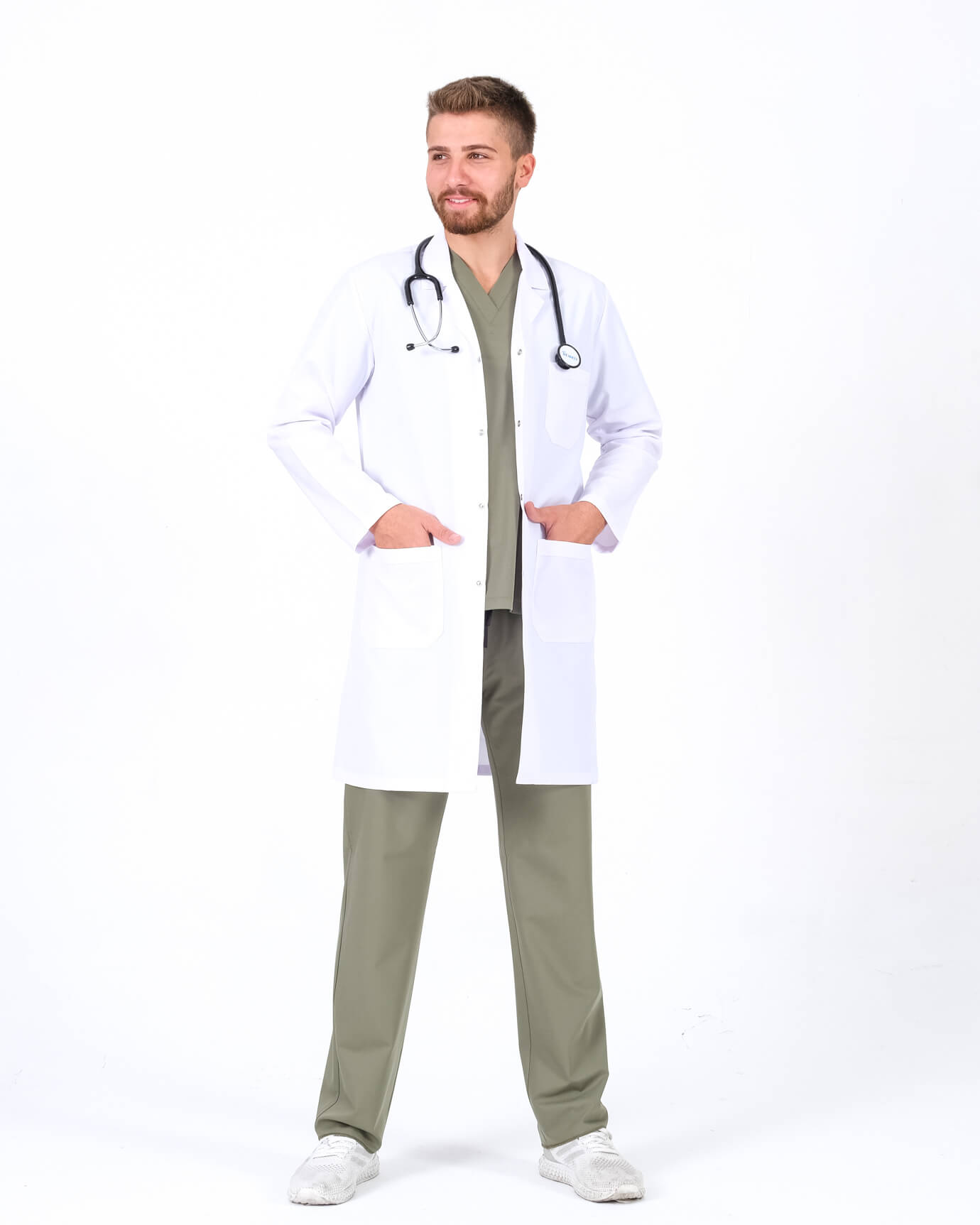 Klasik Yaka Uzun Boy Erkek Doktor Önlüğü