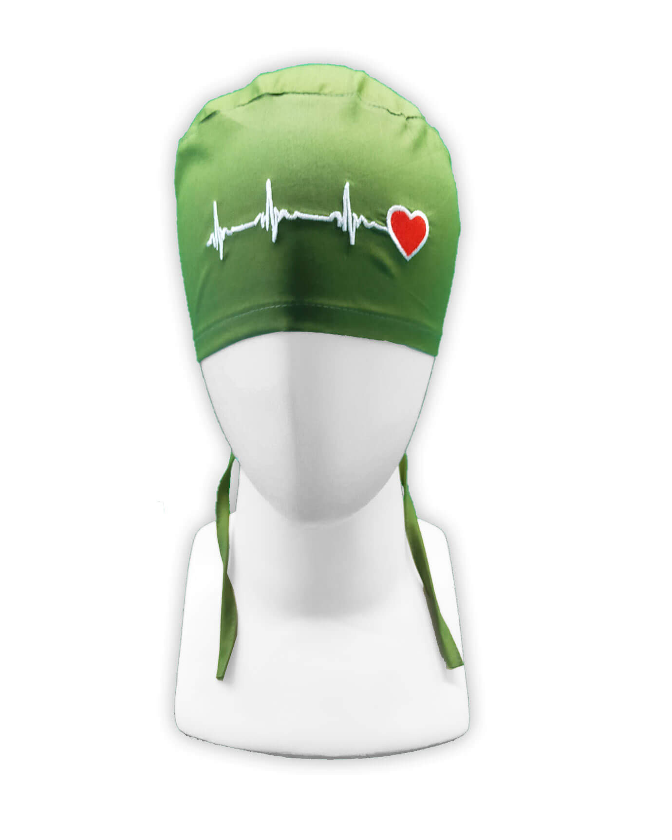 Asker Yeşili Kalp Ritmi Nakışlı Bone