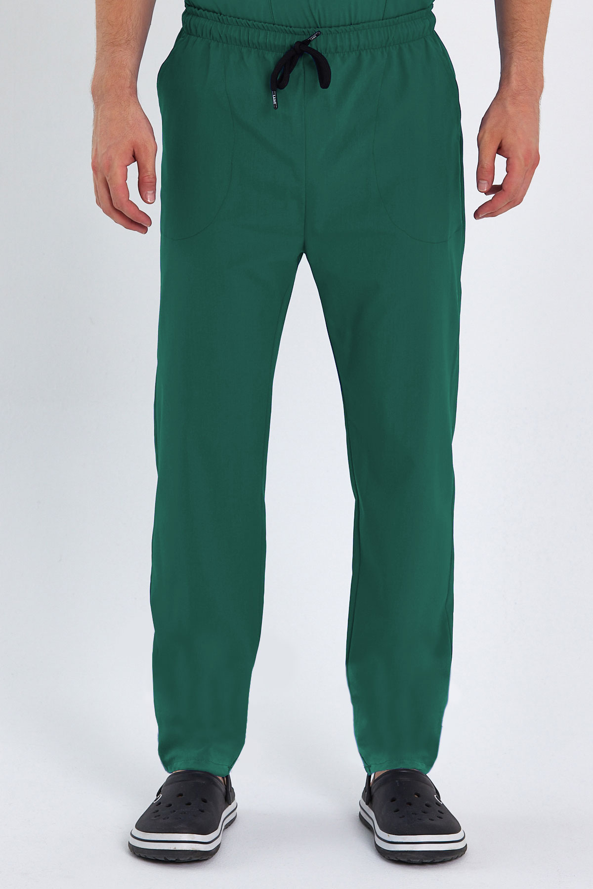 LAME 1009 Basic Likralı Cerrahi Yeşil Scrubs, Hemşire Forması Klasik Paça Pantolon