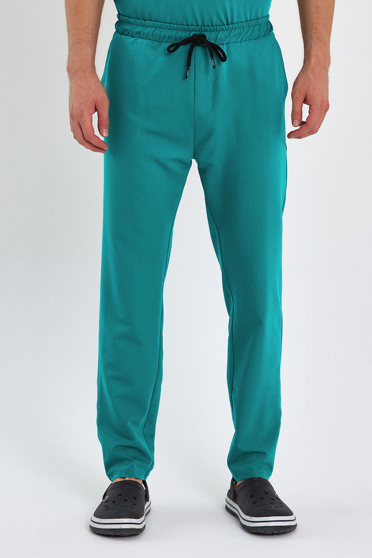 LAME 2005 Premium Likralı Cerrahi Yeşil Scrubs, Hemşire Forması Klasik Paça Pantolon
