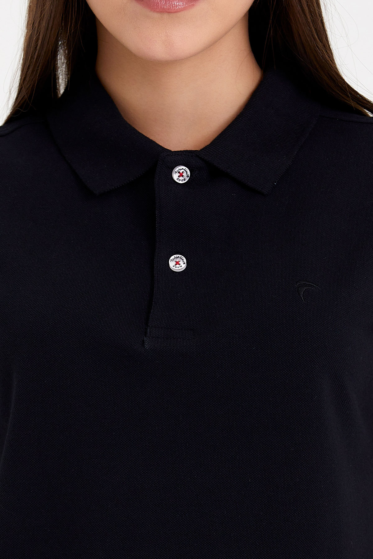 Feliplini® Kadın Siyah Polo Yaka Tişört