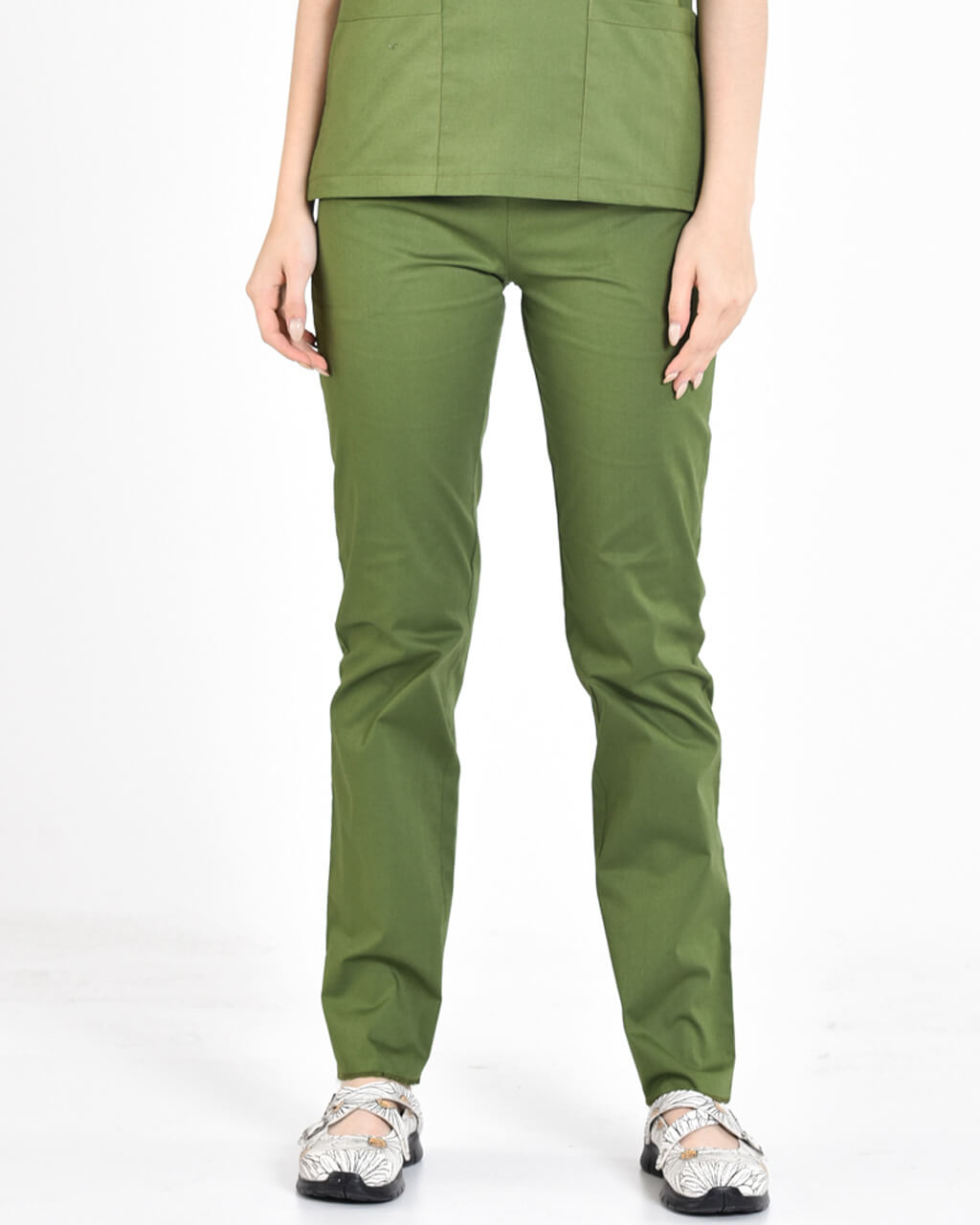 %100 Pamuk Likralı Asker Yeşili Pantolon