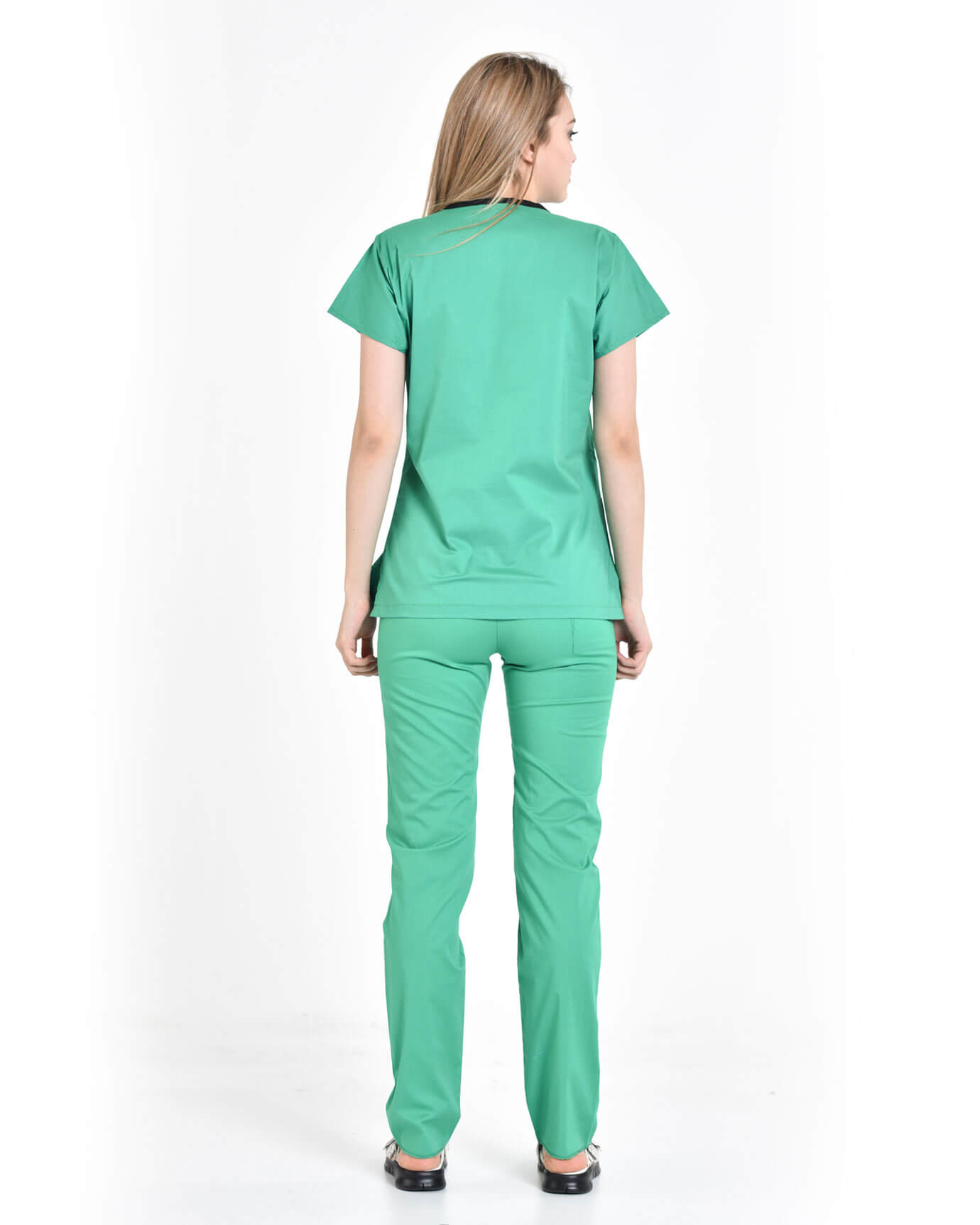 Kadın %100 Pamuk Likralı Benetton Yeşili Doktor ve Hemşire Forması Takımı