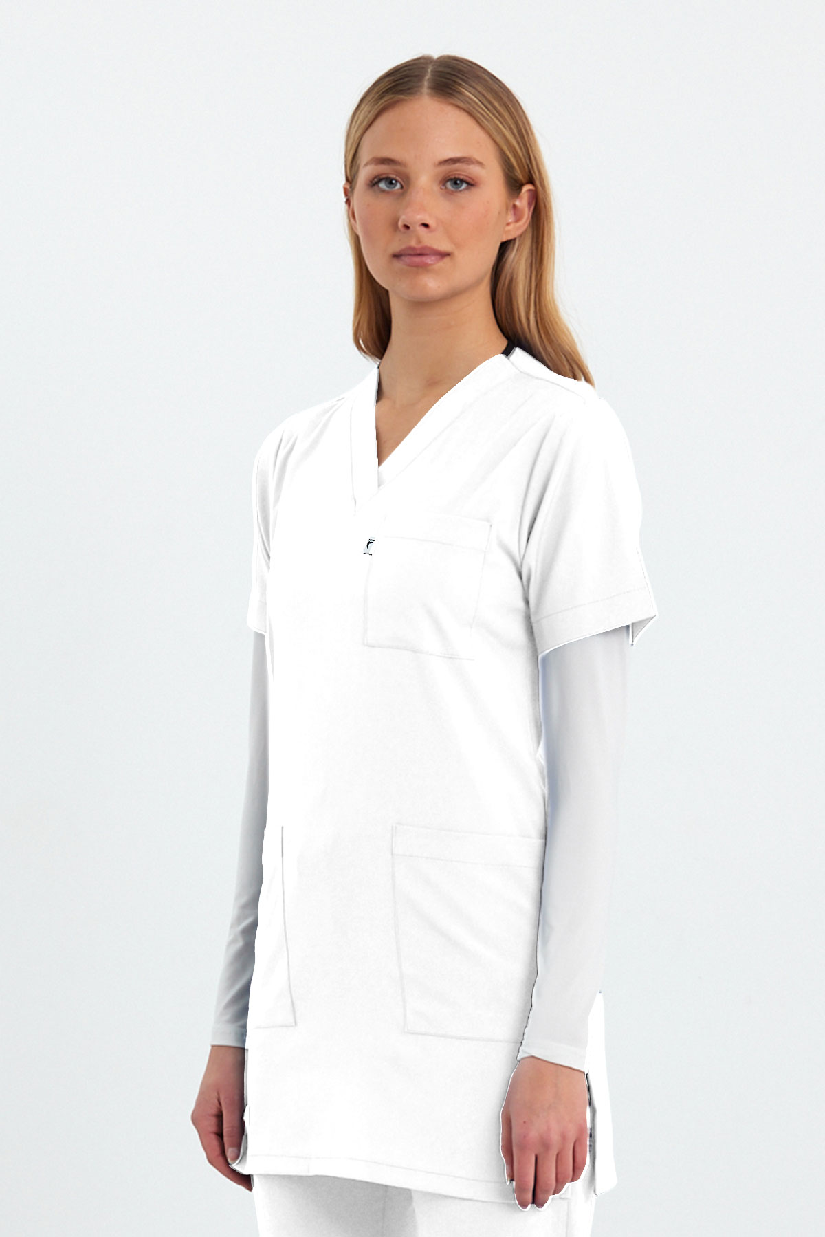 1004 Basic Beyaz Tunik Forma Üstü