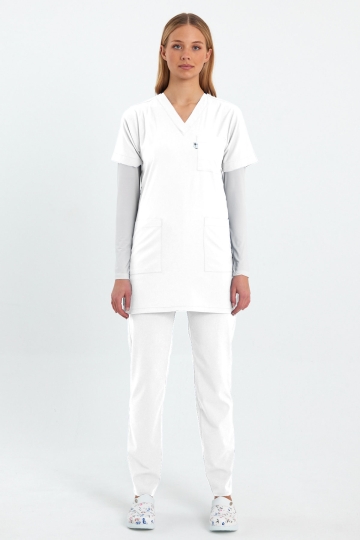 1004 Basic Beyaz Tunik Takım