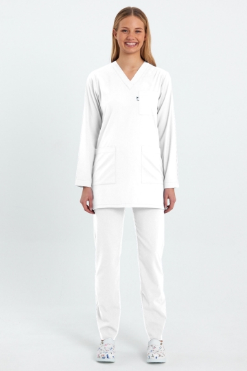 1005 Basic Beyaz Tunik Takım