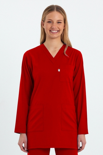 1005 Basic Kırmızı Tunik Forma Üstü