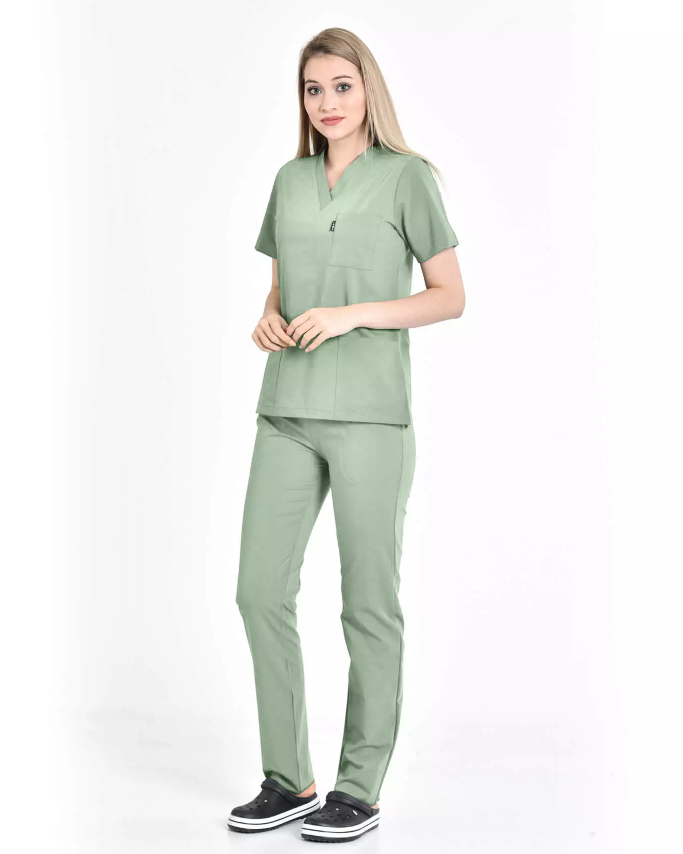 Kadın Hemşire Forması Premium Mint Yeşili Takım Yarasa Kol